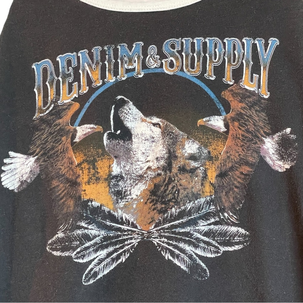 Ralph Lauren denim & supply graphic print wolf eagle raglan baseball tee Size M - Picture 5 of 9